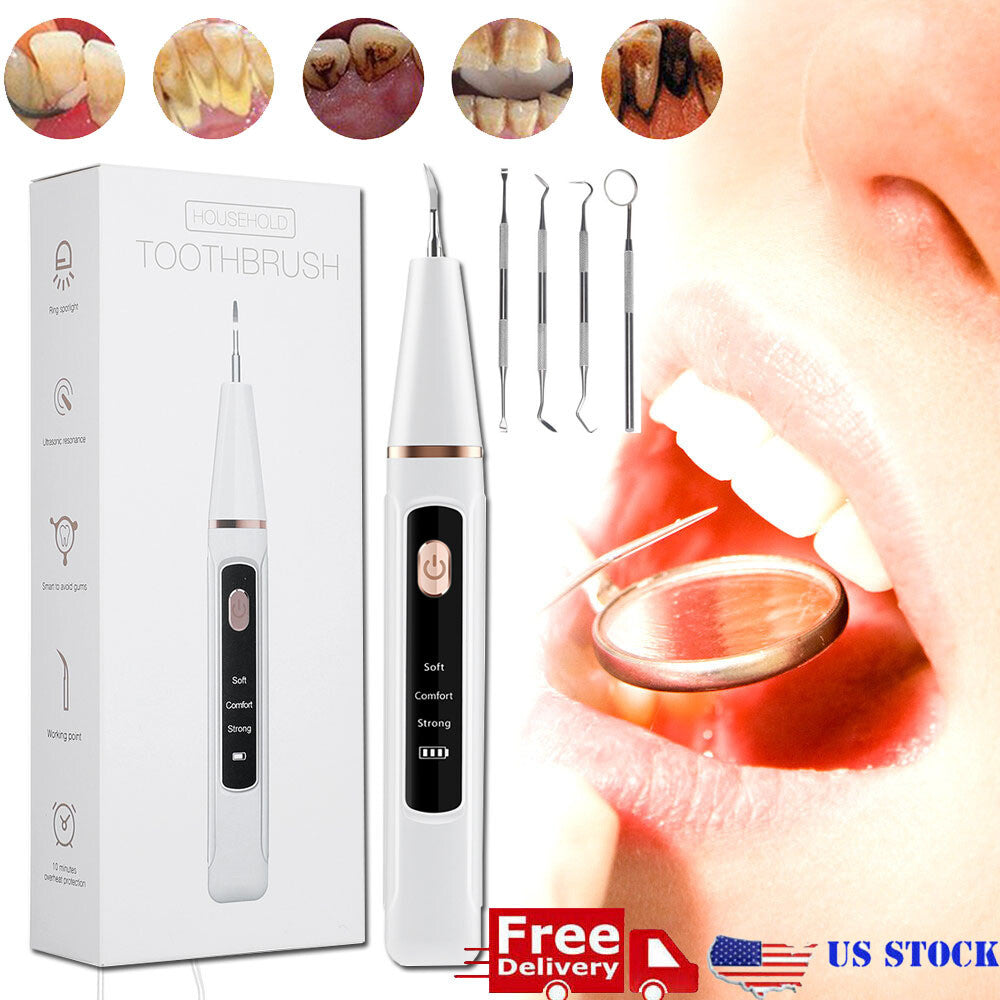 Electric Tooth Cleaner Tartar Plaque Remover Dental Scaler Kit - Ultrasonic Oral Care