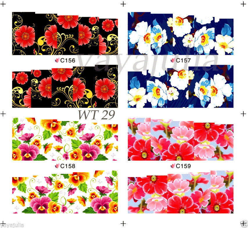 50 Sets Colorful Spring Nail Art Water Transfer Decals - Full Coverage