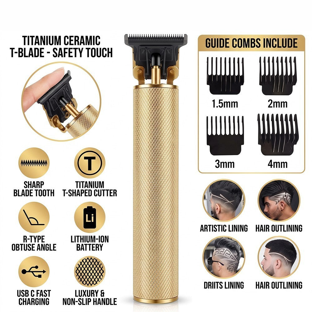 Professional Cordless Beard Trimmer with T-Blade for Detailed Grooming