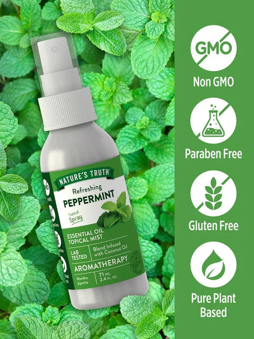 Peppermint Essential Oil Mist - Refreshing Aromatherapy Body & Room Spray 2.4 oz