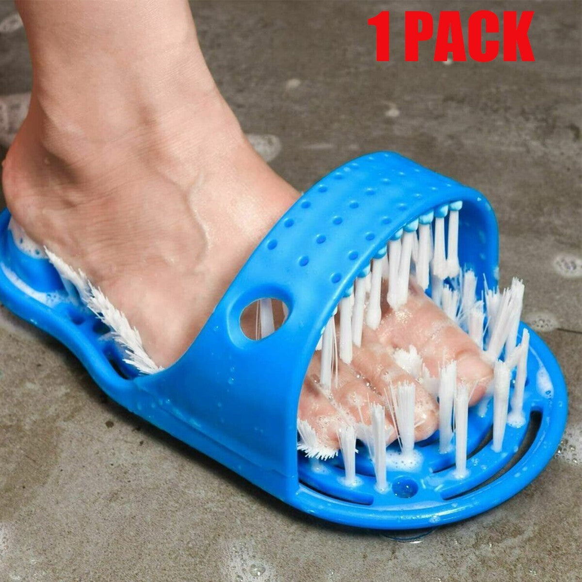 Foot Shower Scrubber with Pumice Stone and Non-slip Base - Exfoliating Bath Brush