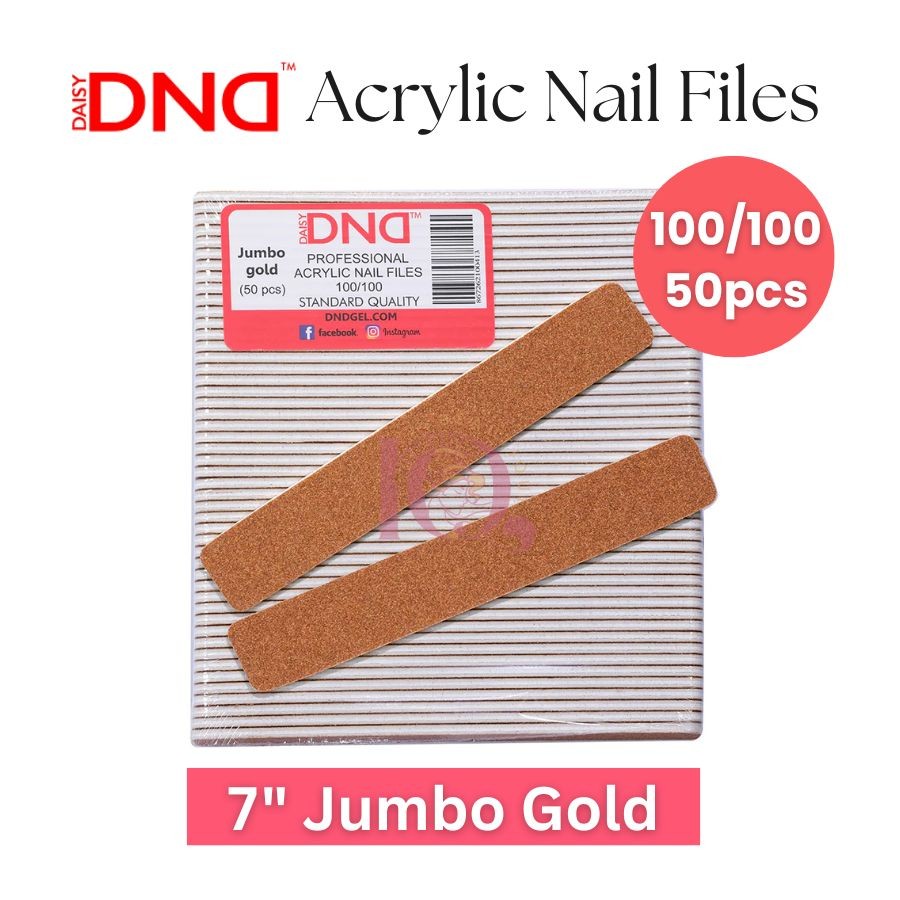 Professional Acrylic Nail Files 7 Inch Pack of 50 - Grit 100/100, Gold & Garnet