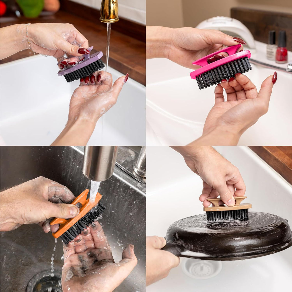 Nail & Hand Scrub Brush Set - 6 Pack Stiff Bristle Nail Cleaning Tools