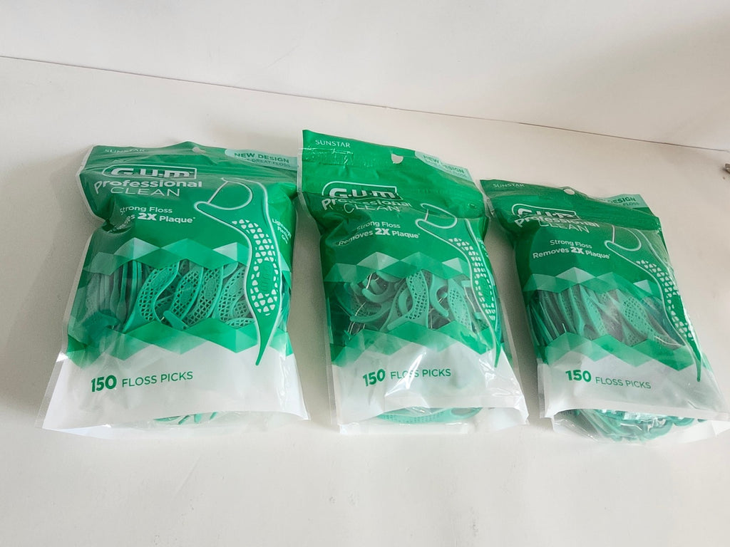 GUM Professional Floss Picks 150 Count Pack - 3 Pack Total 450 Picks