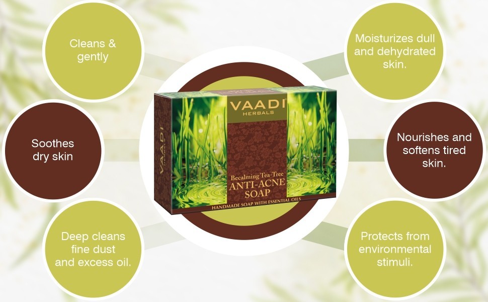 Tea Tree Oil Soap Bars - Antibacterial Acne & Blemish Face & Body Cleansing Set of 6