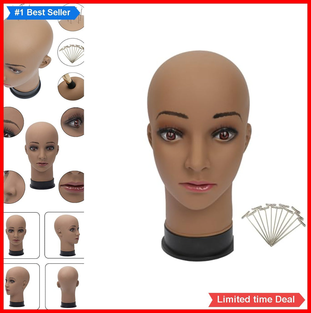 22 Inch Brown PVC Mannequin Head for Wig, Hat, Sunglasses Display