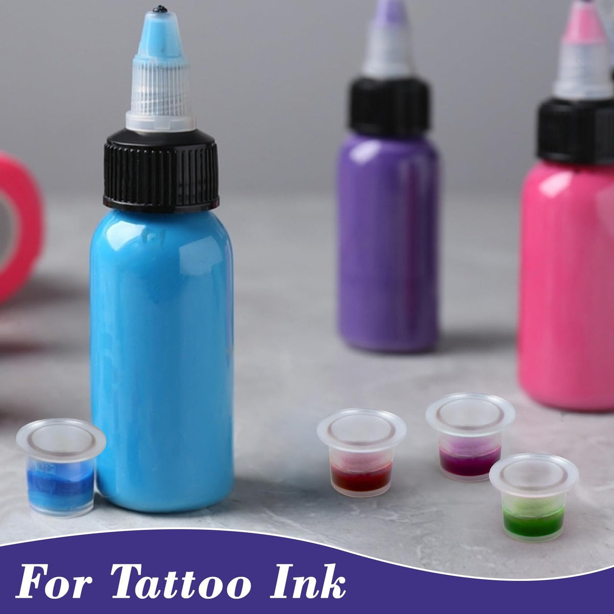 Disposable Tattoo Ink Cups, 100 Pcs, 8mm Plastic Ink Caps for Tattoing