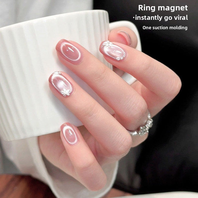 Double-Head Cat Eye Magnet Nail Art Set for French Manicure - Silver