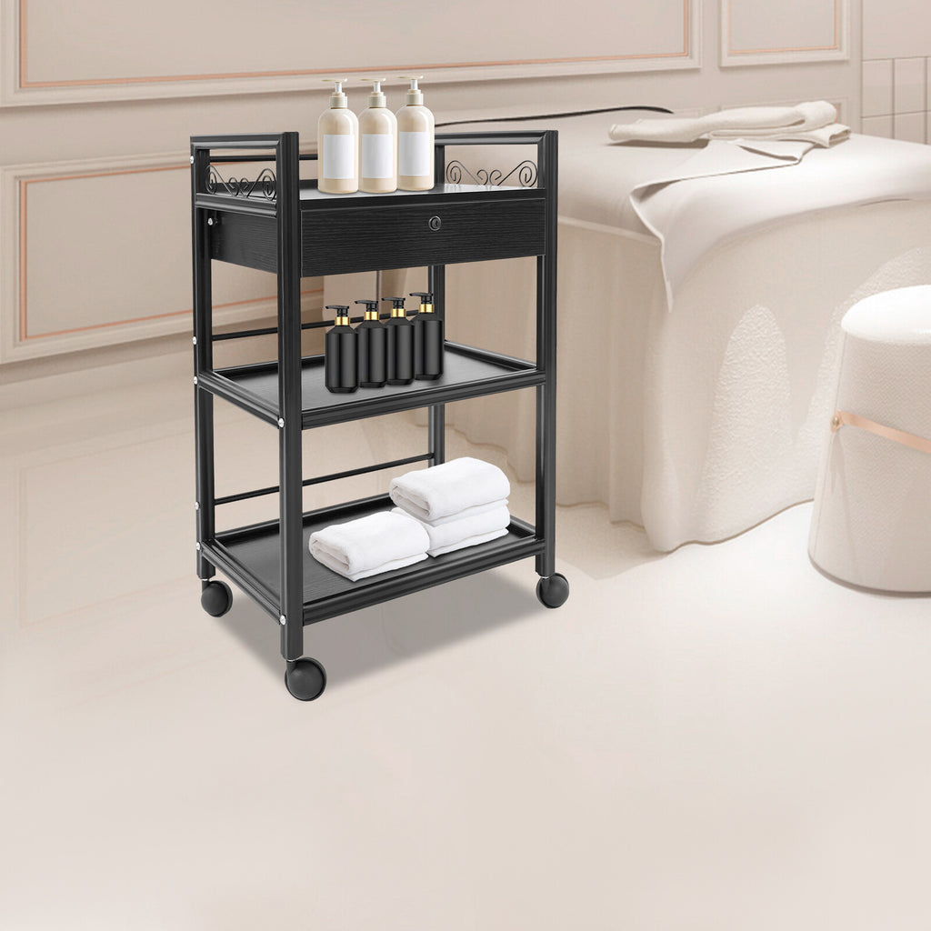 3-Tier Salon Cart with Drawer - Rolling Beauty Equipment Storage