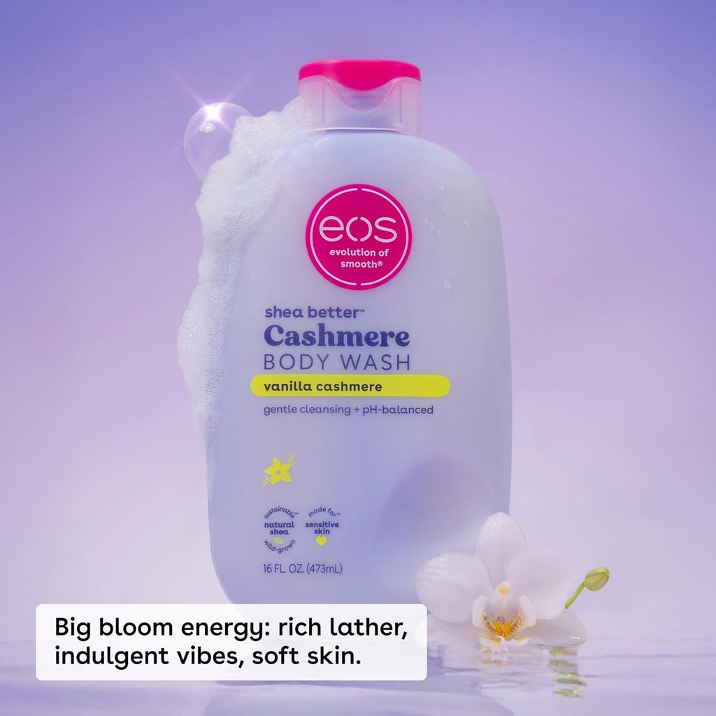 Eos Shea Better Vanilla Cashmere Body Wash - Moisturizing pH Balanced Shower Gel