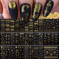 Gold Lace Moon and Star Nail Art Stickers - 10 Sheets for Elegant Nail Decoration