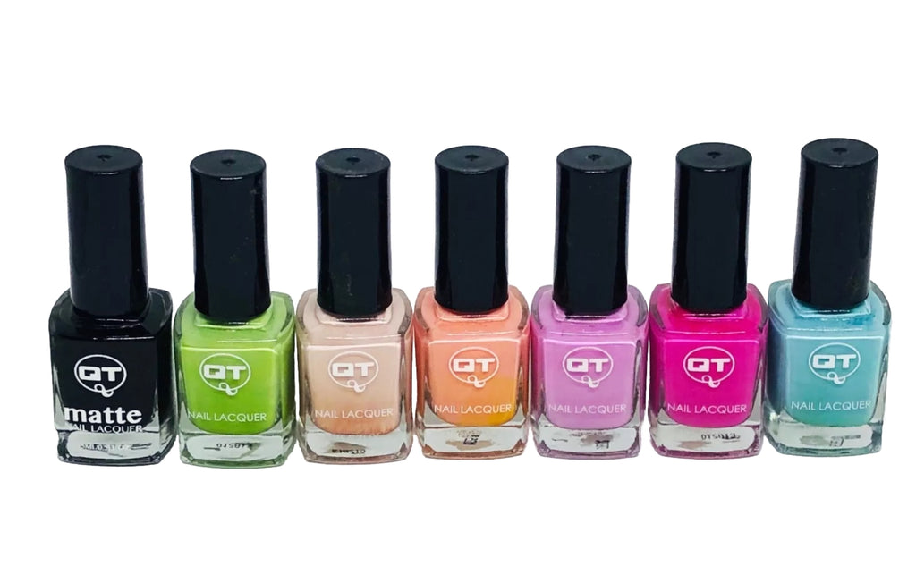 Matte Nail Polish Set with Top Coat - 7 Full-Size Bottles + 1 Top Coat, Made in USA