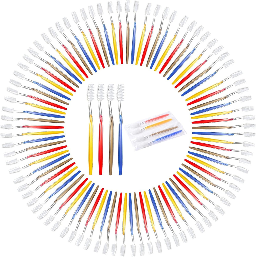 Disposable Multicolor Travel Toothbrushes Pack of 200 - Hygienic & Compact