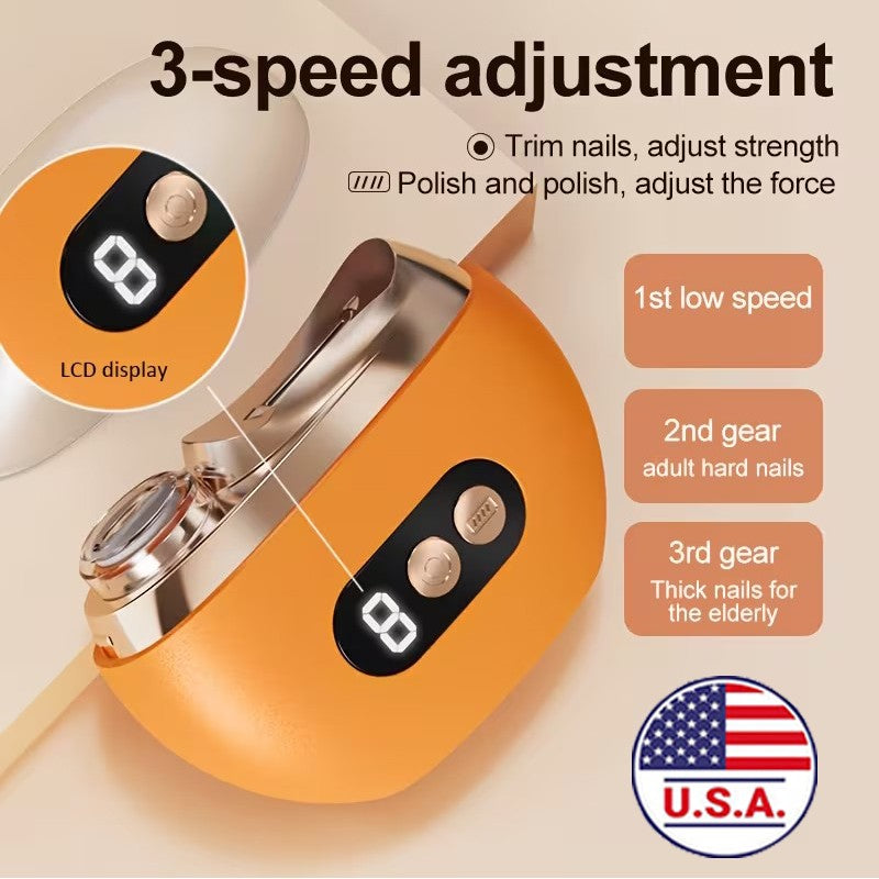 Automatic Electric Nail Clipper with LED Light 3 Speed Personal Care Tool