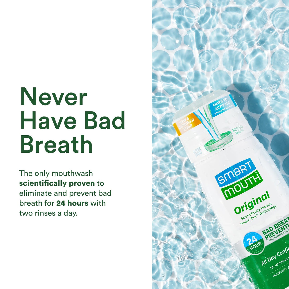 Activated Mouthwash for Fresh Breath - Long-Lasting Mint Flavor, 16 fl oz (3 Pack)