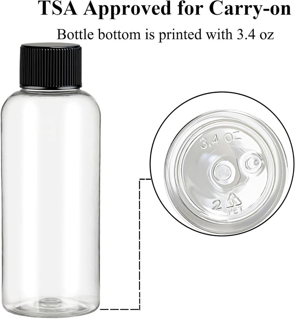 Travel Bottles for Toiletries 3.4oz Leak-Proof TSA-Approved Liquid Containers
