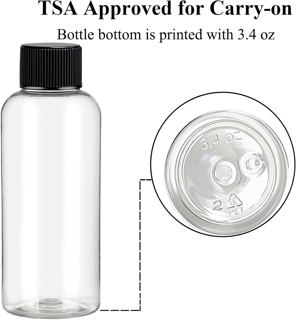 Travel Bottles for Toiletries 3.4oz Leak-Proof TSA-Approved Liquid Containers