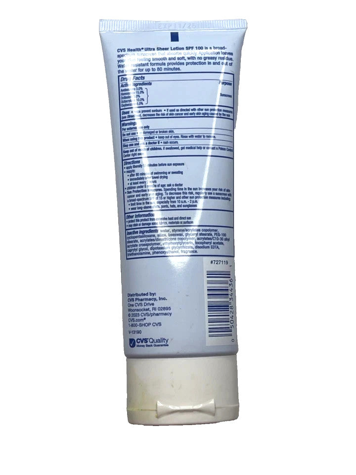 SPF 100 UVA/UVB Ultra Sheer Sunscreen Lotion - 3 oz