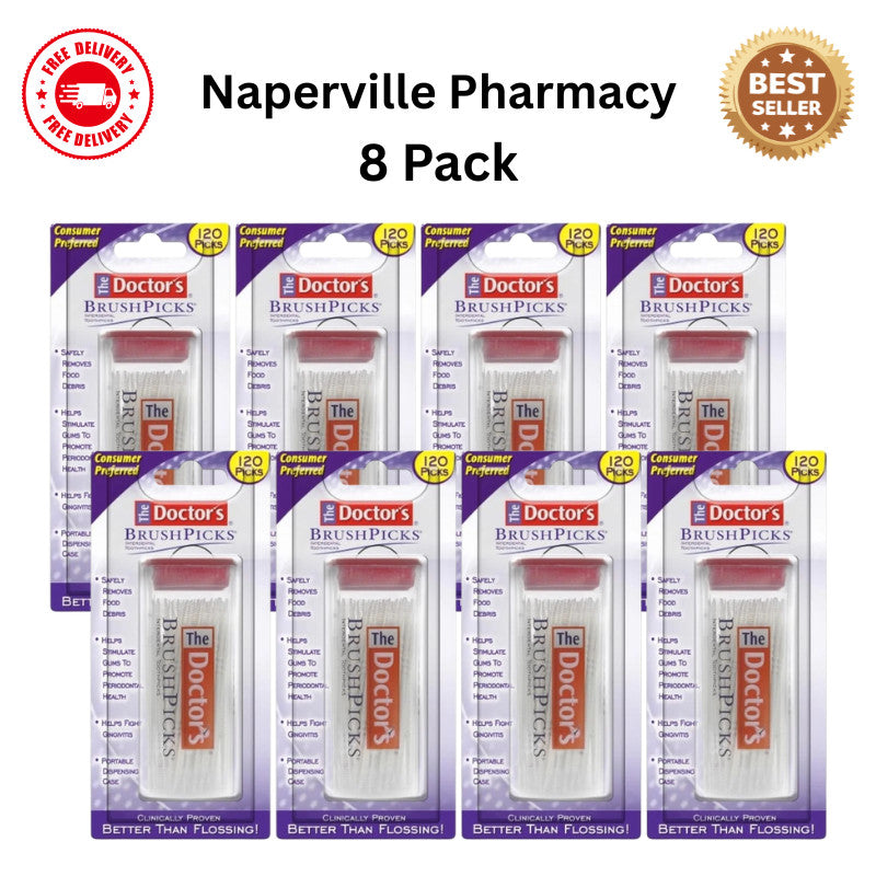 8 Pack Interdental Toothpicks for Oral Care - The Doctor's BrushPicks 120 Count
