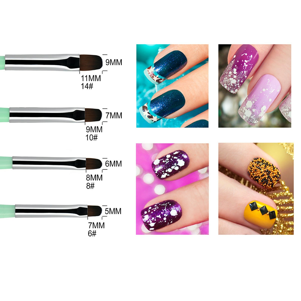 4pcs Gel Nail Brush Set for UV & Poly Gel Nail Extensions - Nail Art Tool