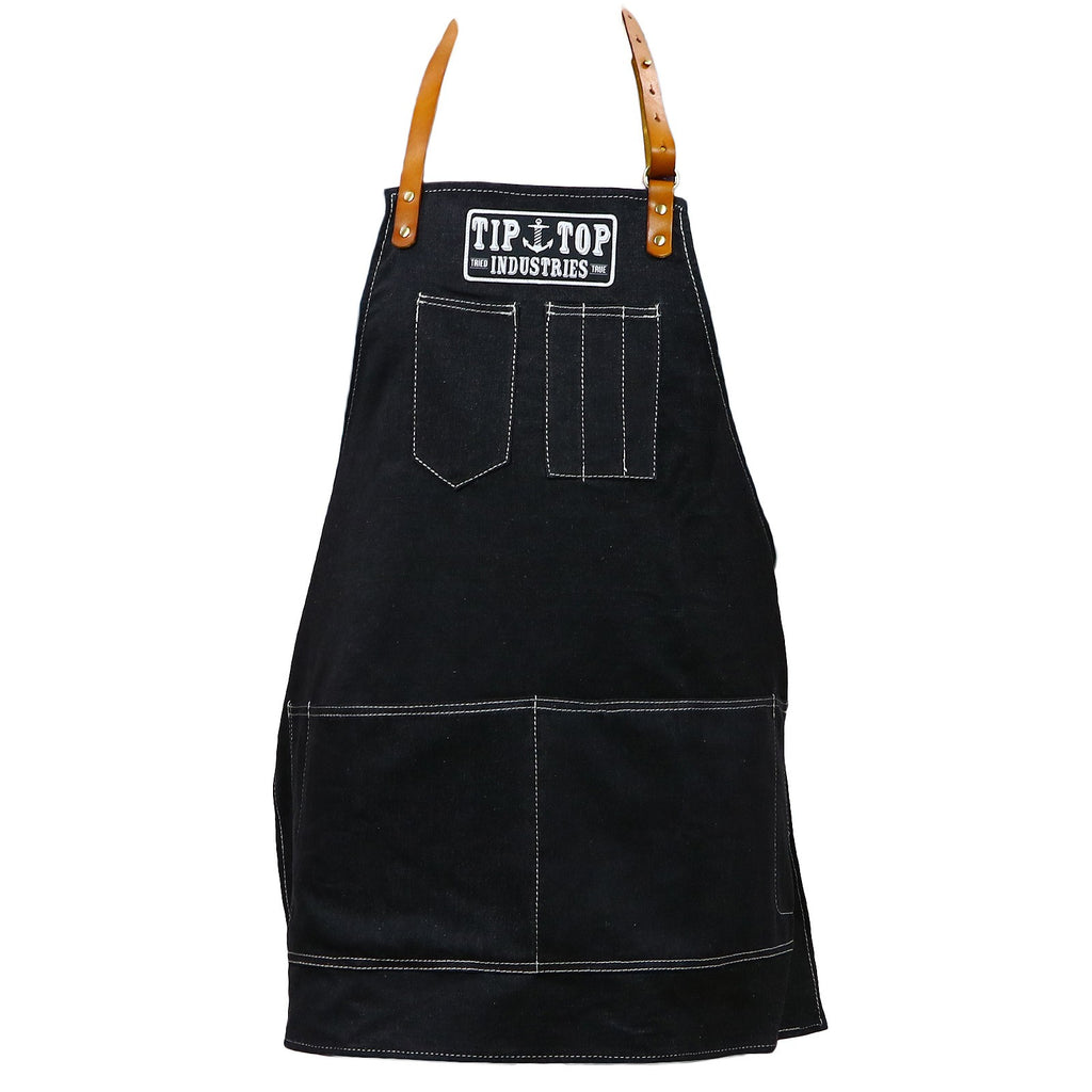 Black Denim Barber Apron with Pockets - Professional Hairdressing Protective Apron