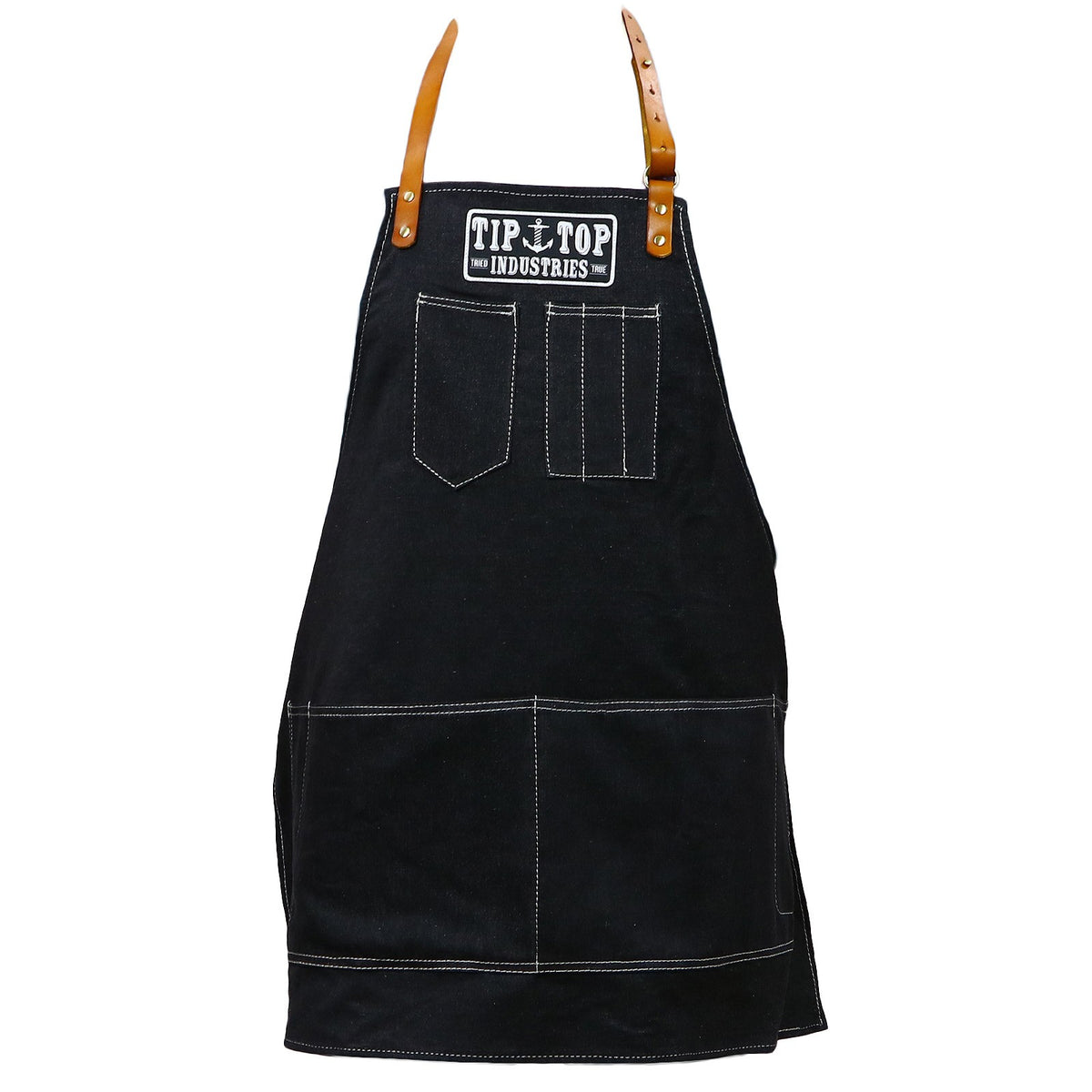 Black Denim Barber Apron with Pockets - Professional Hairdressing Protective Apron