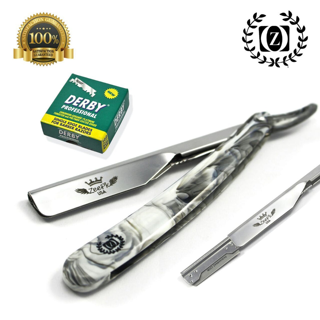 Professional Shavette Straight Razor Kit with 100 Derby Blades for Barber & Salon Use