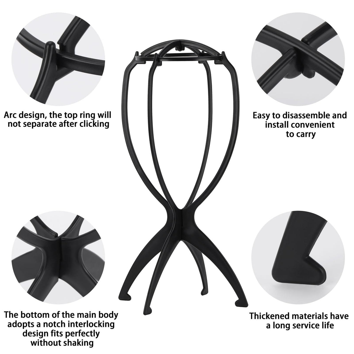 9 Pack Portable Wig Stands Collapsible Hair Wig Holders for Travel & Salon