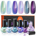 Quick Dry Holographic Nail Polish Set - 6 Vibrant Aurora Colors