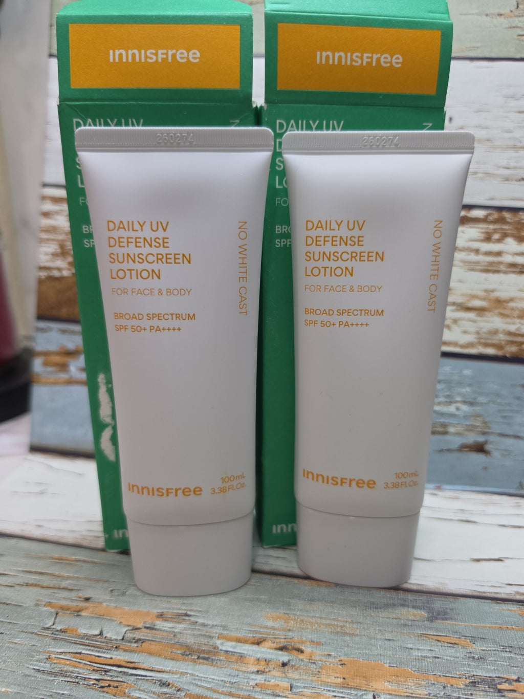 Innisfree Daily UV Sunscreen SPF 50 - Pack of 2 100mL Bottles, Exp 03/28