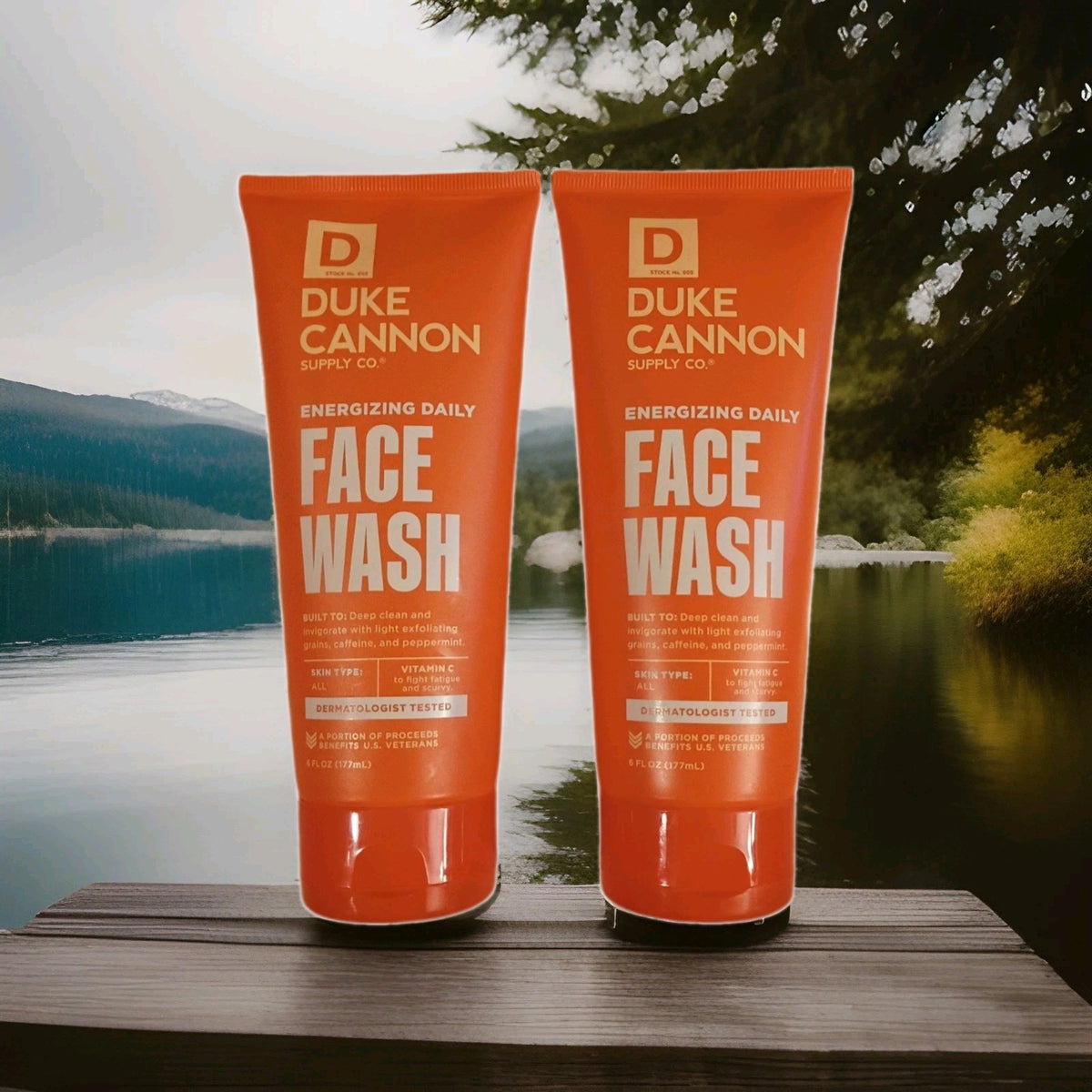 Men's Exfoliating Facial Cleanser - Sulfate-Free Gel with Vitamin C & Caffeine, 6oz (Lot of 2)