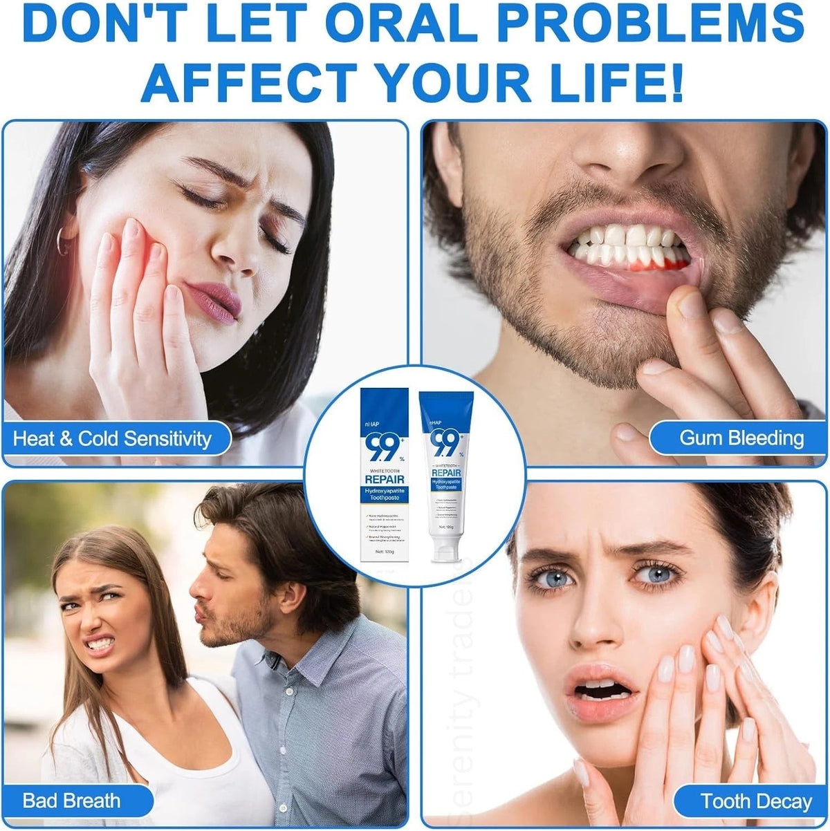 Hydroxyapatite Toothpaste 4.23 Oz - Enamel Repair Natural Whitening Fluoride-Free