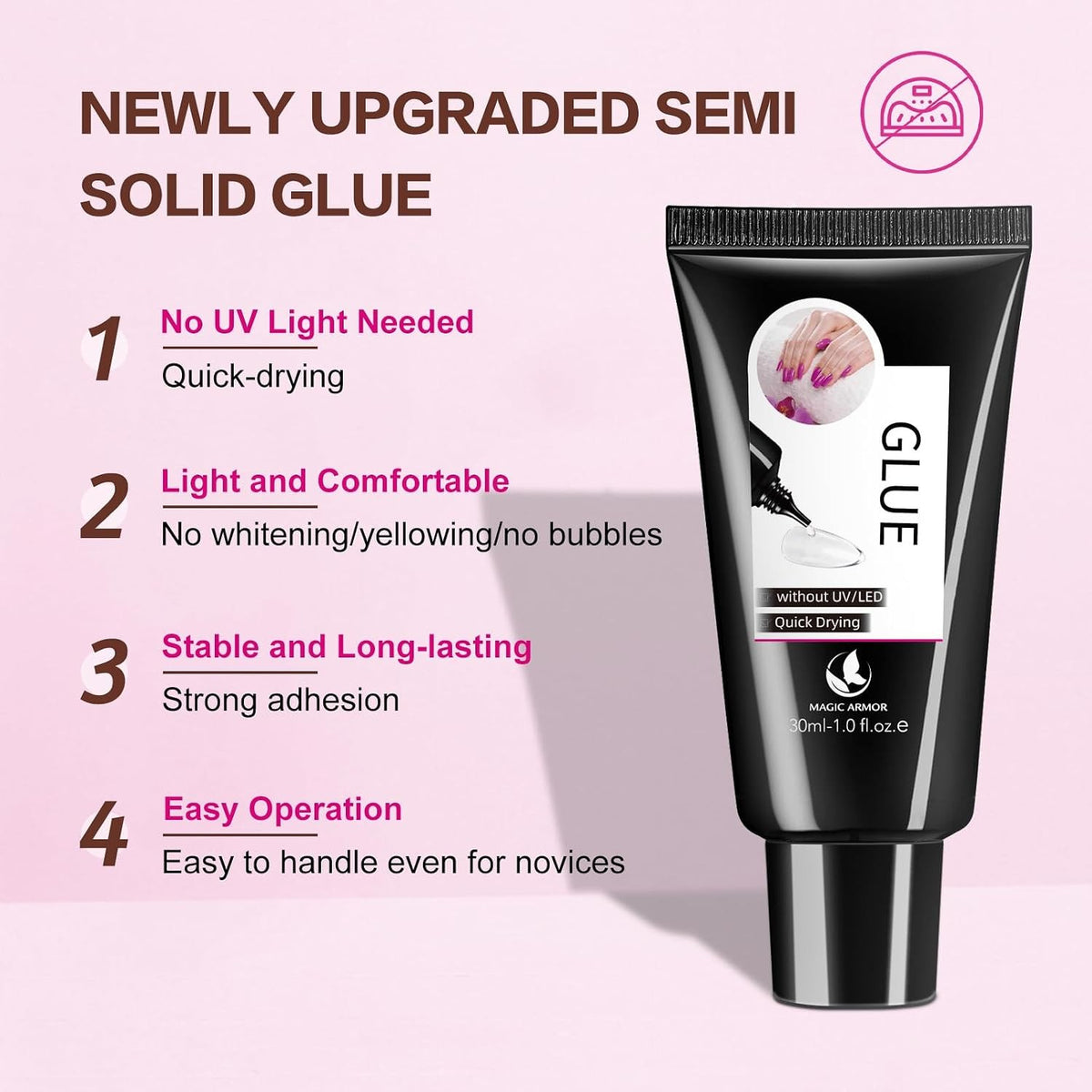 30g Semi Solid Nail Glue for Press-On Nails Quick Dry Long-Lasting Adhesive