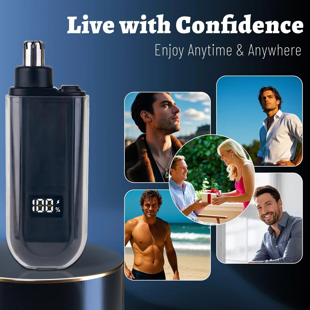 USB Rechargeable Nose & Ear Hair Trimmer for Men Portable Grooming Clipper