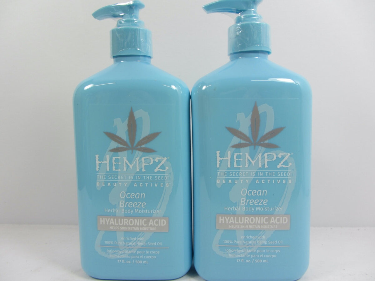 Hempz Ocean Breeze Herbal Body Moisturizer Set with Hyaluronic Acid - 2 Pack