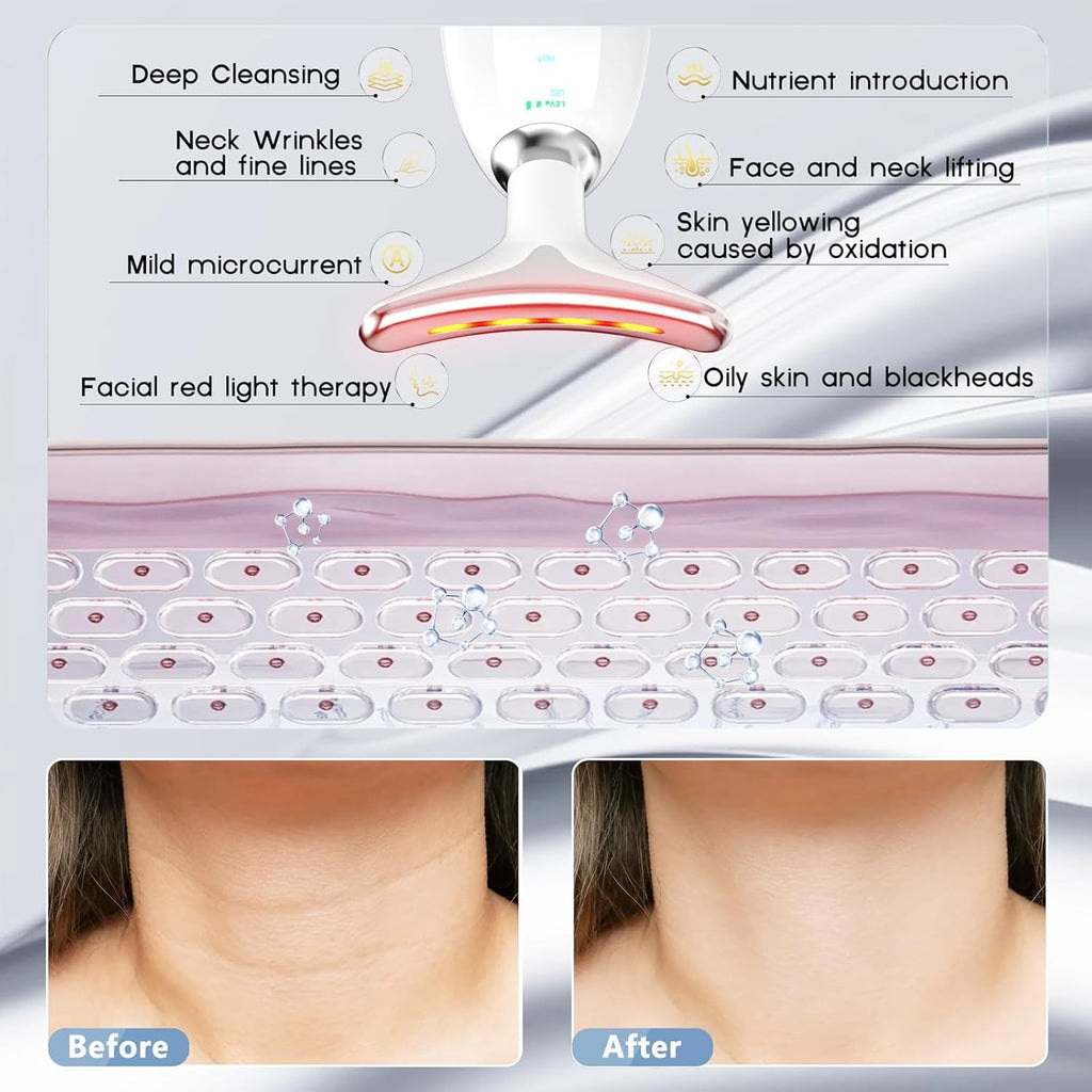 7-in-1 Face Massager with Red Light Therapy & Heat - Small White-Silver