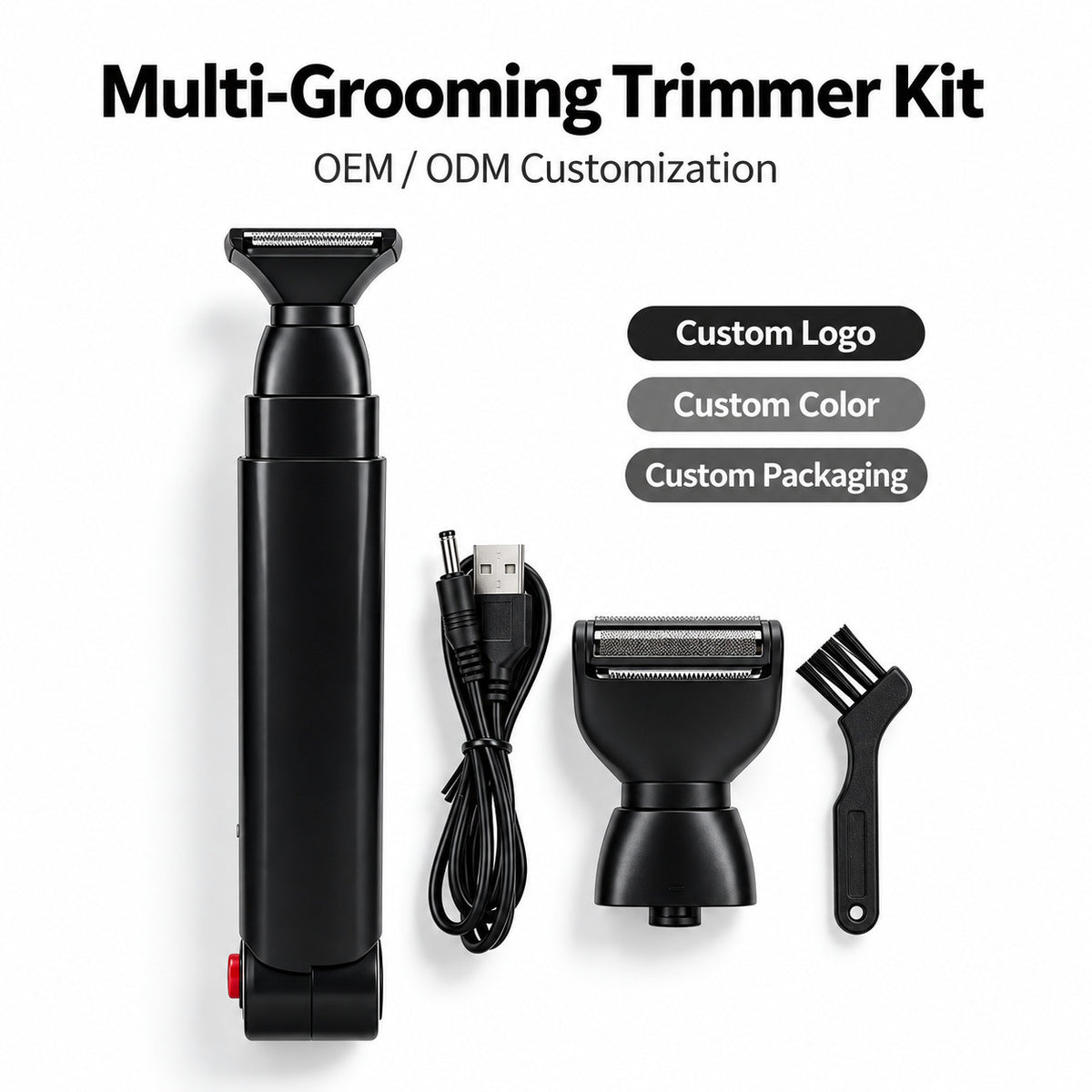 Men's Back Shaver Telescopic Handle Ceramic Trimmer USB Rechargeable