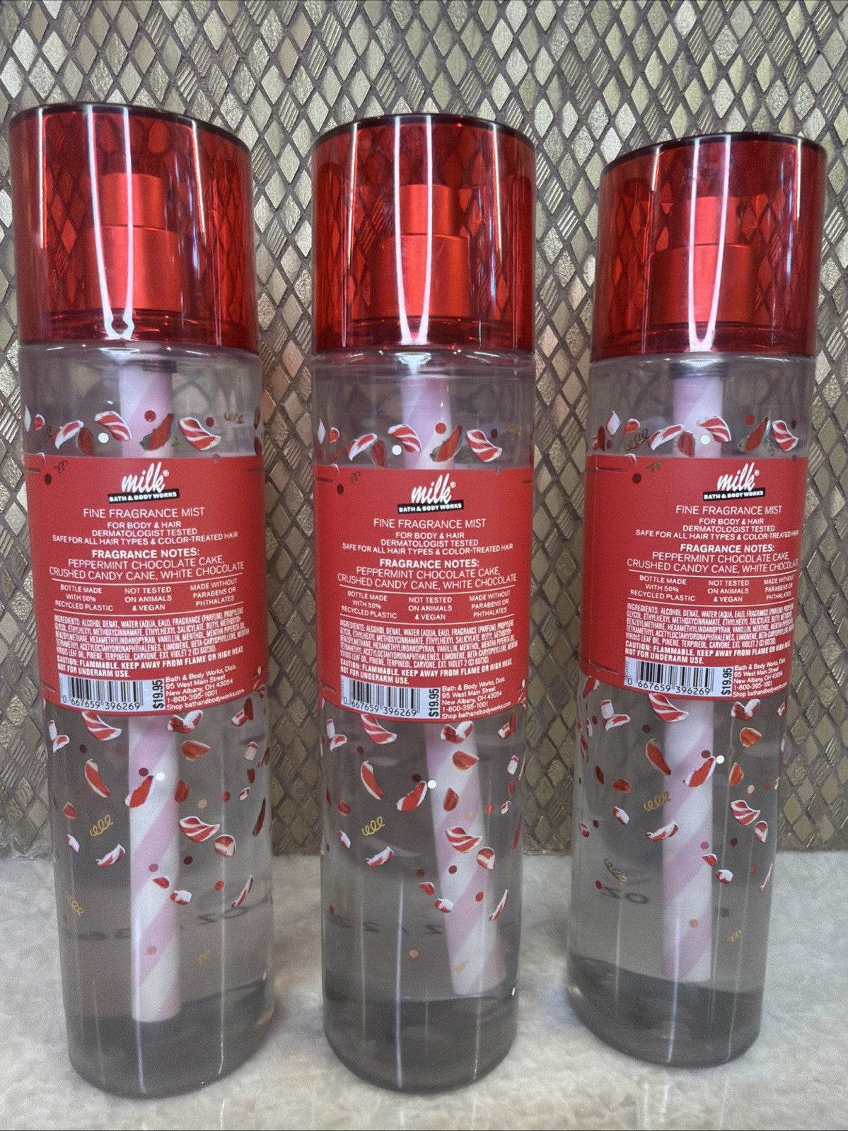 Set of 3 Peppermint Bark Truffle Body Mists - 8 oz each