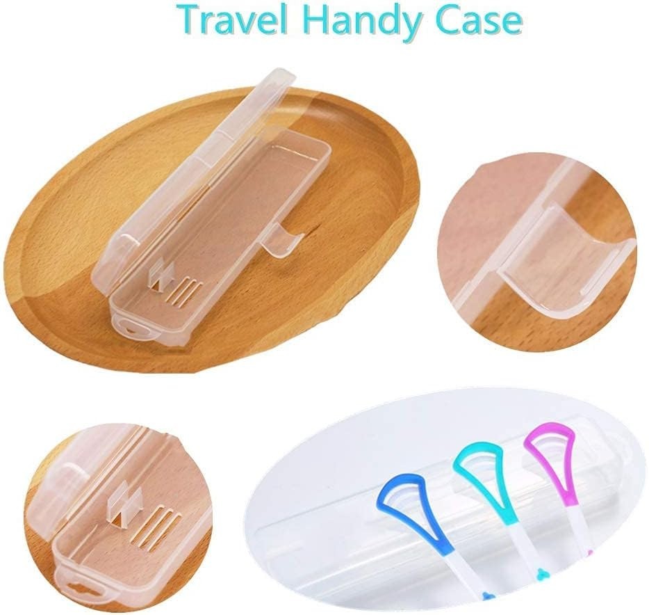 BPA-Free Tongue Scraper with Travel Case for Oral Hygiene - Reusable and Gentle Cleaning