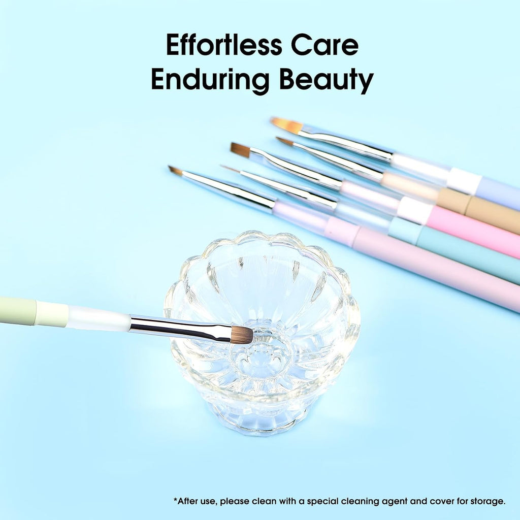 Professional Nail Art Brush Set with Caps Non-Slip Handles for Salon & DIY
