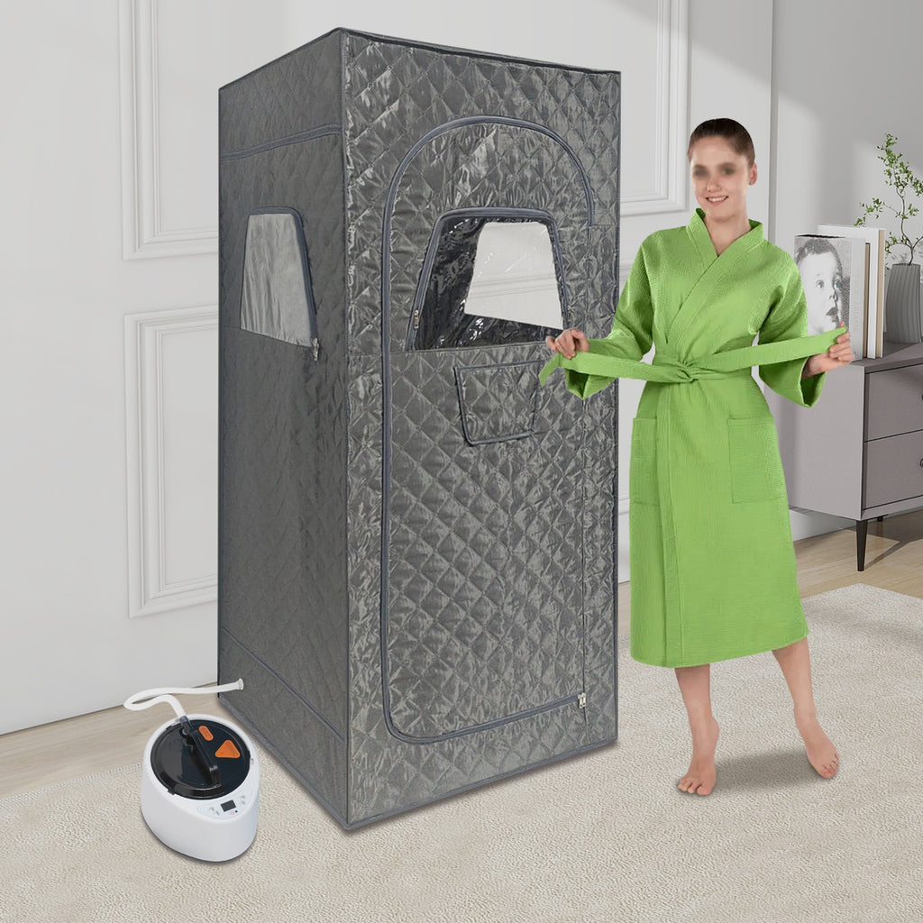 Portable Steam Sauna Tent with 2.6L Steamer & Folding Chair Gray