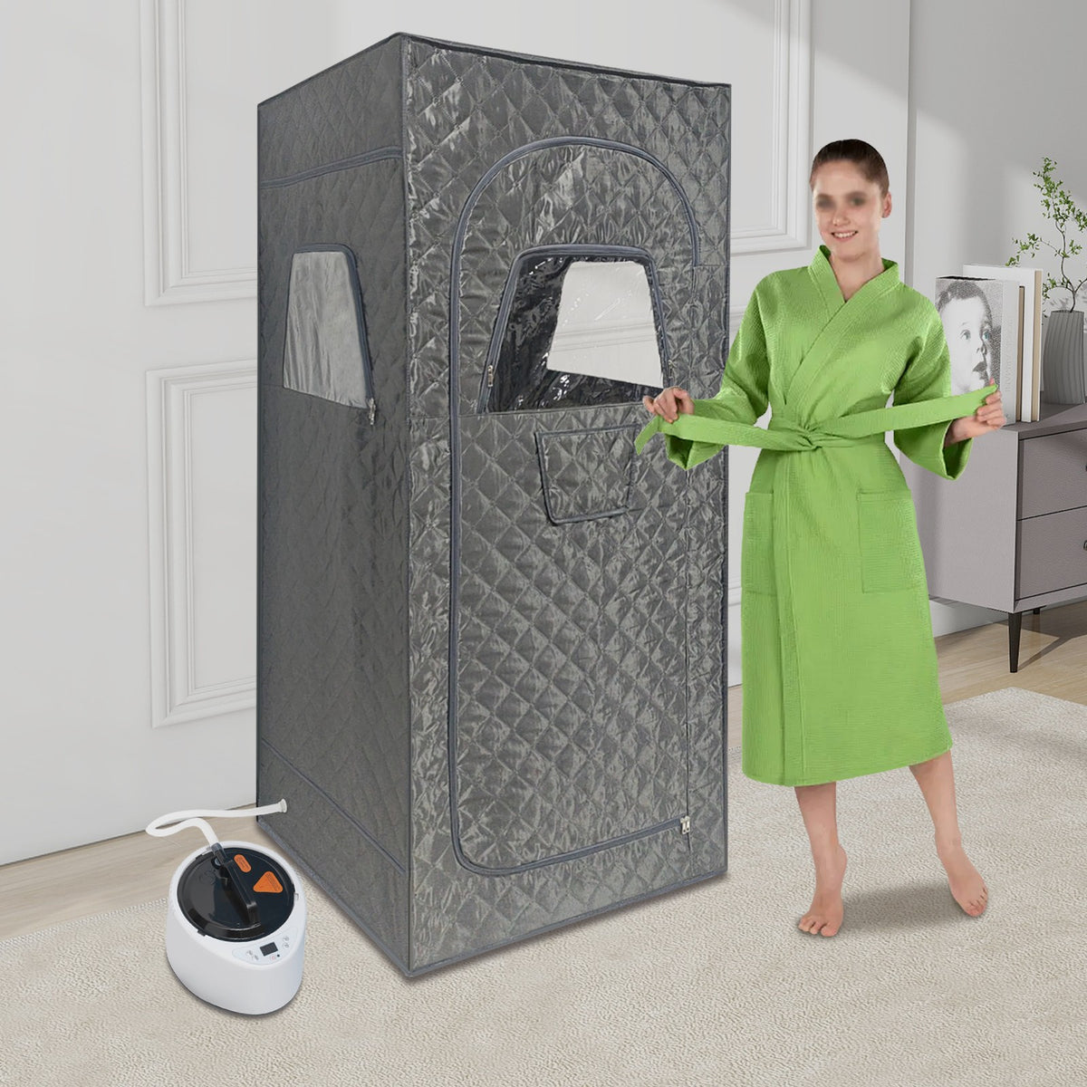 Portable Steam Sauna Tent with 2.6L Steamer & Folding Chair Gray