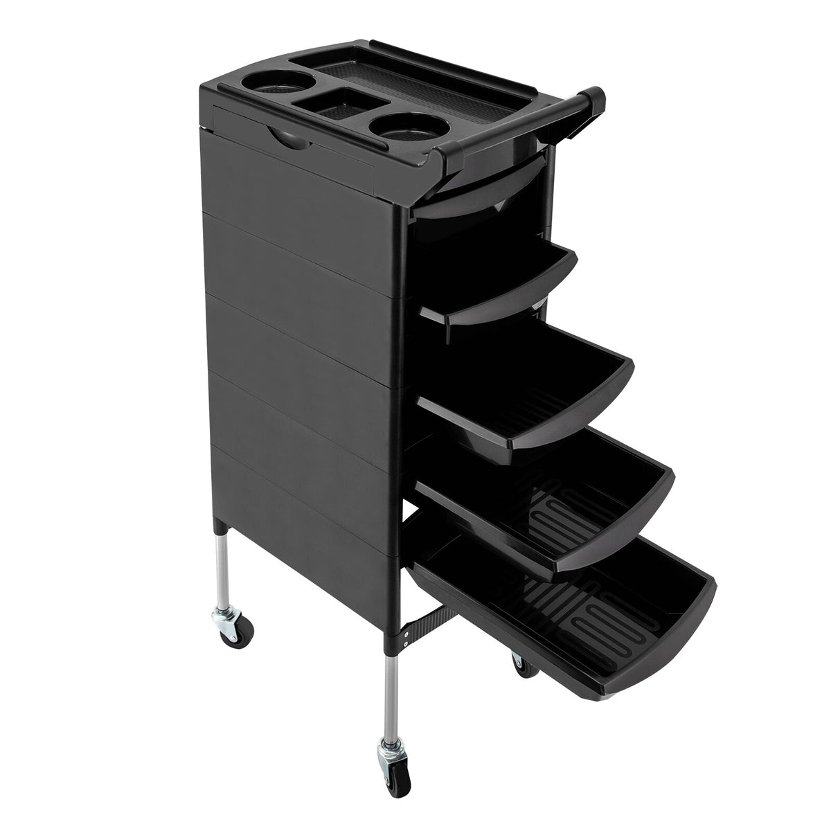 Salon Trolley Cart with 5 Drawers & Side Trays - Mobile Hair Styling Storage