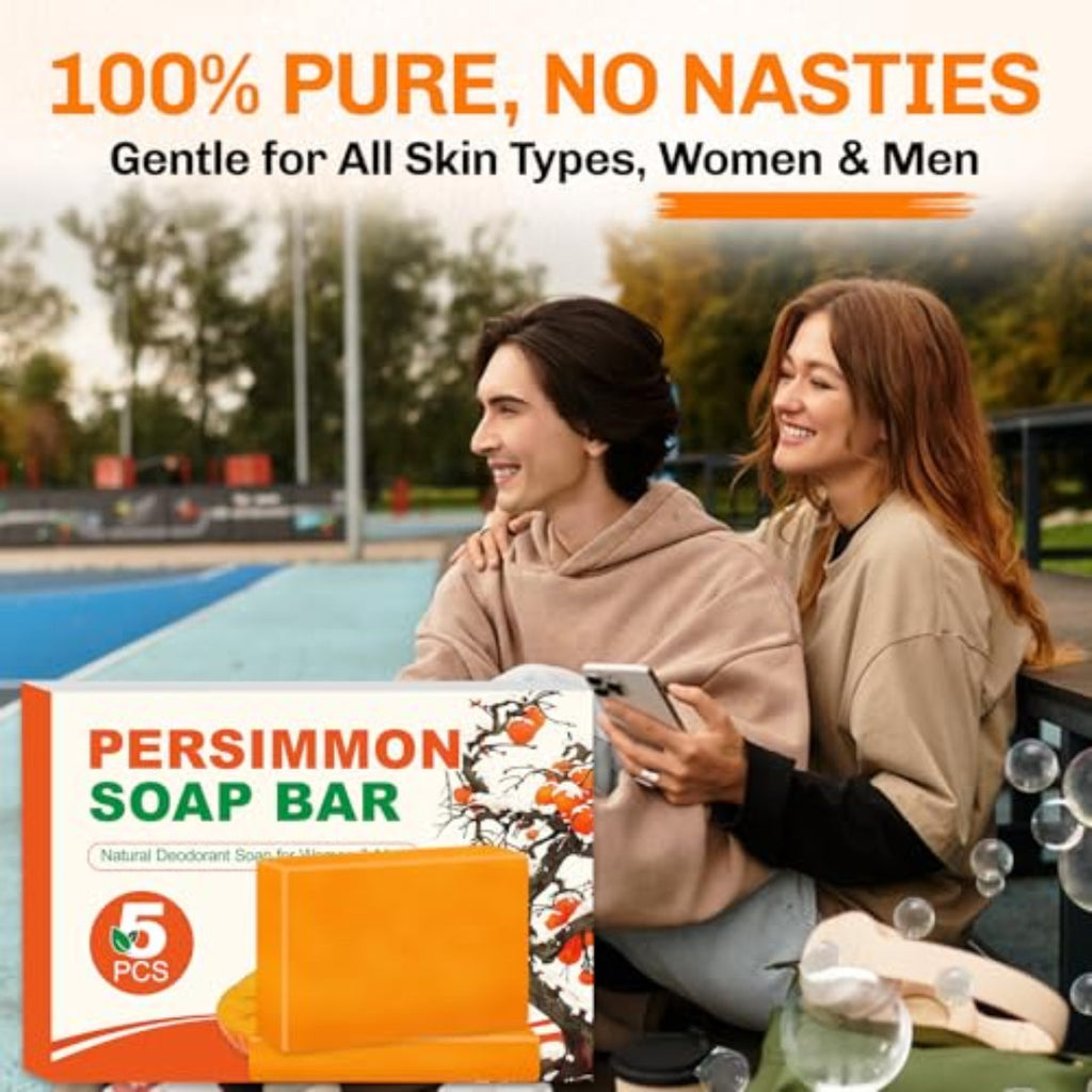 Natural Persimmon Soap Bar for Body Odor Control - Handcrafted Deodorant