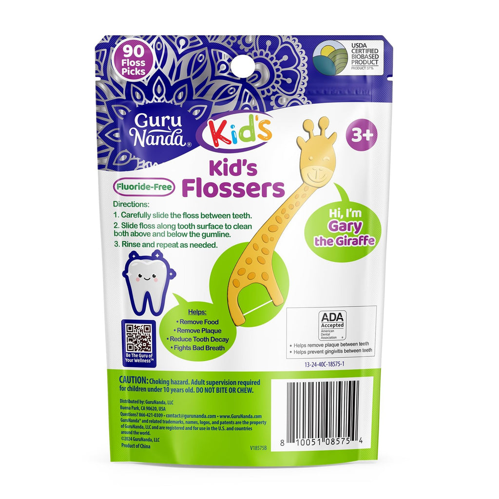 Kids Dental Floss Picks with Giraffe Design - 90 Count, Safe & Tasty