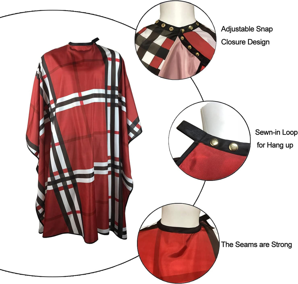 Professional Barber Cape for Hair Cutting & Styling - 63x56 Inches, Waterproof & Adjustable