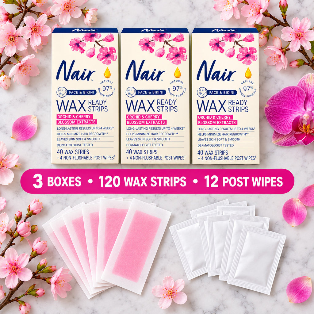 Face & Bikini Wax Strips - Orchid & Cherry Blossom, 120 Count 3-Pack