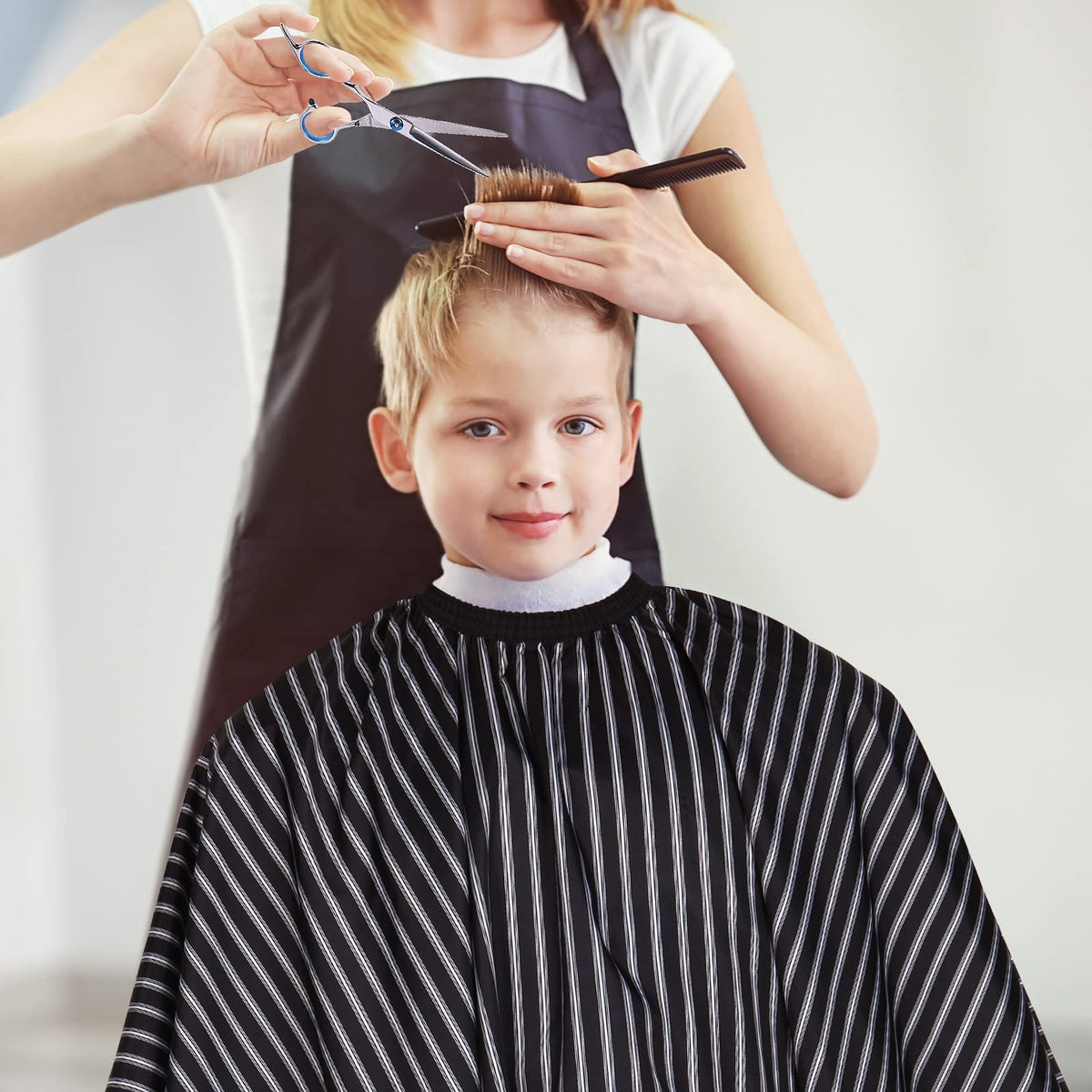 Professional Hair Cutting Cape with Adjustable Neck and Duster Brush - Large Salon Cover