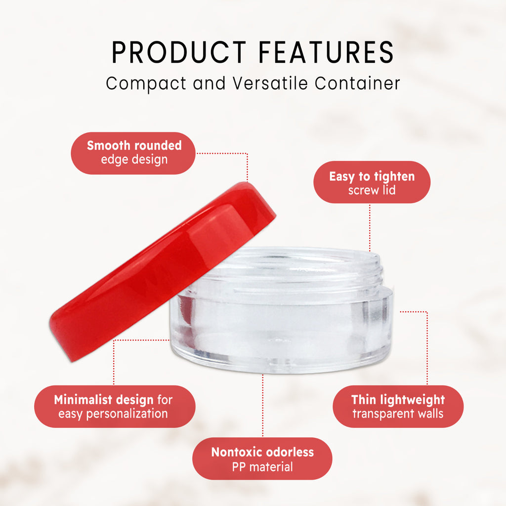 25-Pack 5ML Cosmetic Sample Jars - Reusable Plastic Lotion & Cream Containers