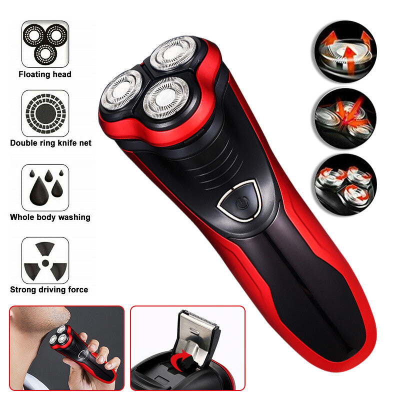 Men's Waterproof Rotary Electric Shaver with Pop-Up Trimmer - Cordless Wet Dry